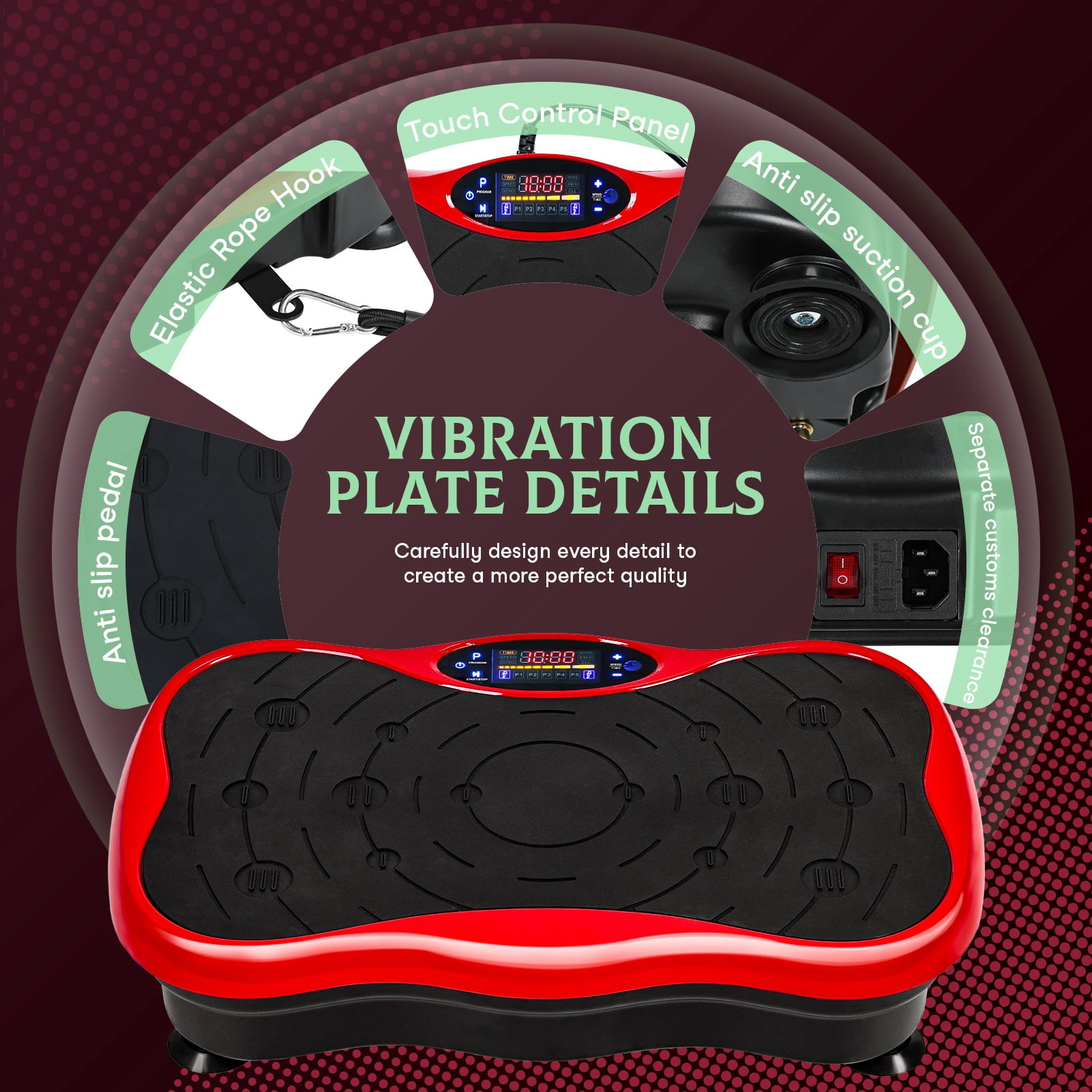 SHUO Y - Vibration Plate Exercise Machine with Resistance Bands, Whole Body Workout Vibration Platform with LED Screen, 300lbs Capacity