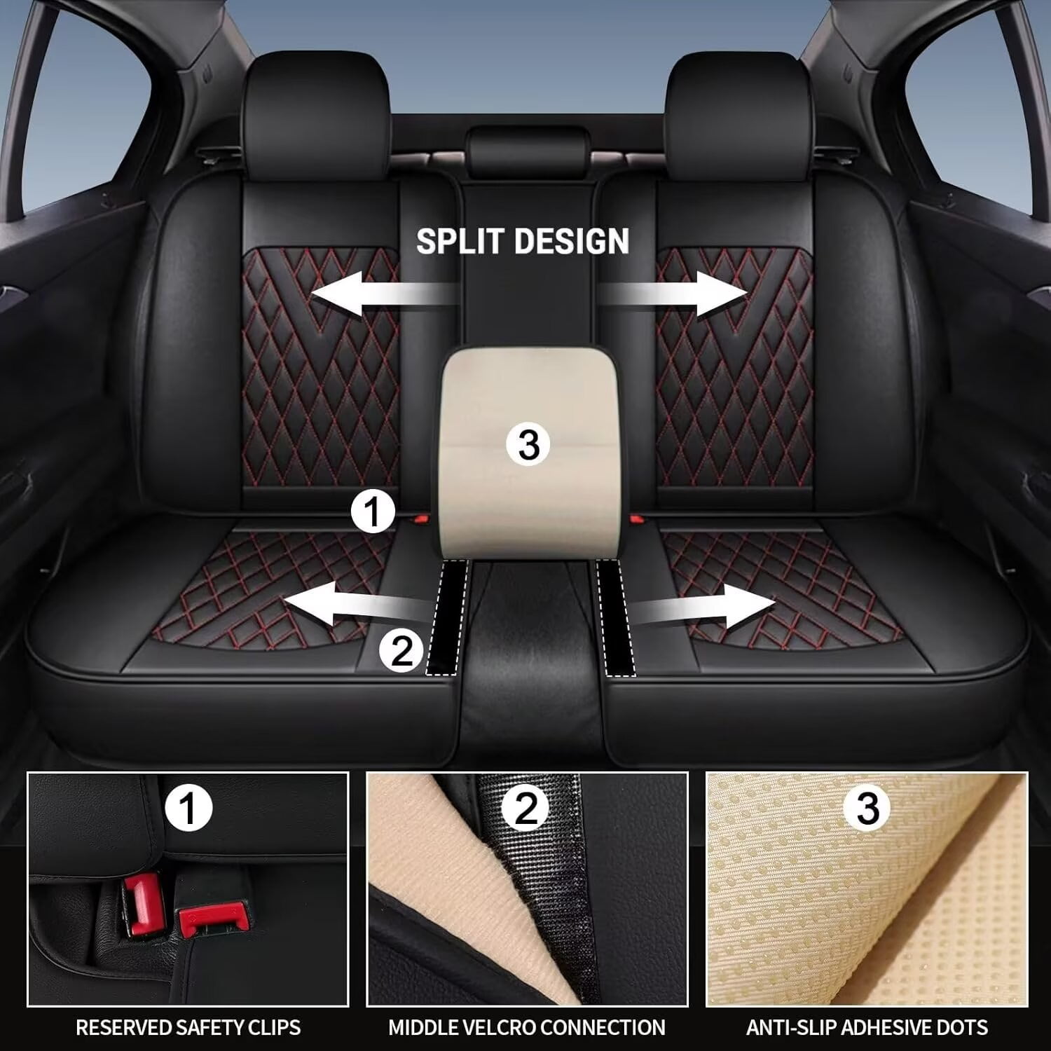 DIKSOAKR Full Set Seat Covers Fit for Subaru Impreza 2012-2024 2025 Faux Leather Car Seat Covers Waterproof Anti-Slip Automotive Seat Cushion(Red Line)-2 Rows 5 Seats