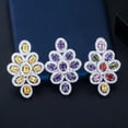 thumbnail image 6 of Silver Plated Yellow Cubic Zircon Crystal Flower Earrings Bridal Fashion Jewelry, 6 of 9