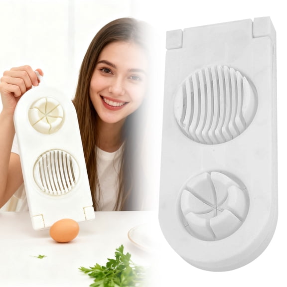 Multifunctional Egg Slicer - 6-Piece Egg Cutter and Wedger, Kitchen Egg Strip Maker Tool, Durable PP Hard-Boiled Egg Divider, Easy-Clean Hanging Egg Slicer