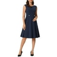 thumbnail image 2 of INSPIRE CHIC Women's Sleeveless Dresses Elegant Round Neck Office A-Line Dress, 2 of 6
