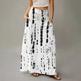thumbnail image 5 of WTOBBY Women's Flowy Floral Print Bohemian Maxi Skirt Casual Summer Beach Long Skirt Elastic Waist Lightweight Tiered Pleated Skirt with Side Slit and Drawstring,White M, 5 of 5