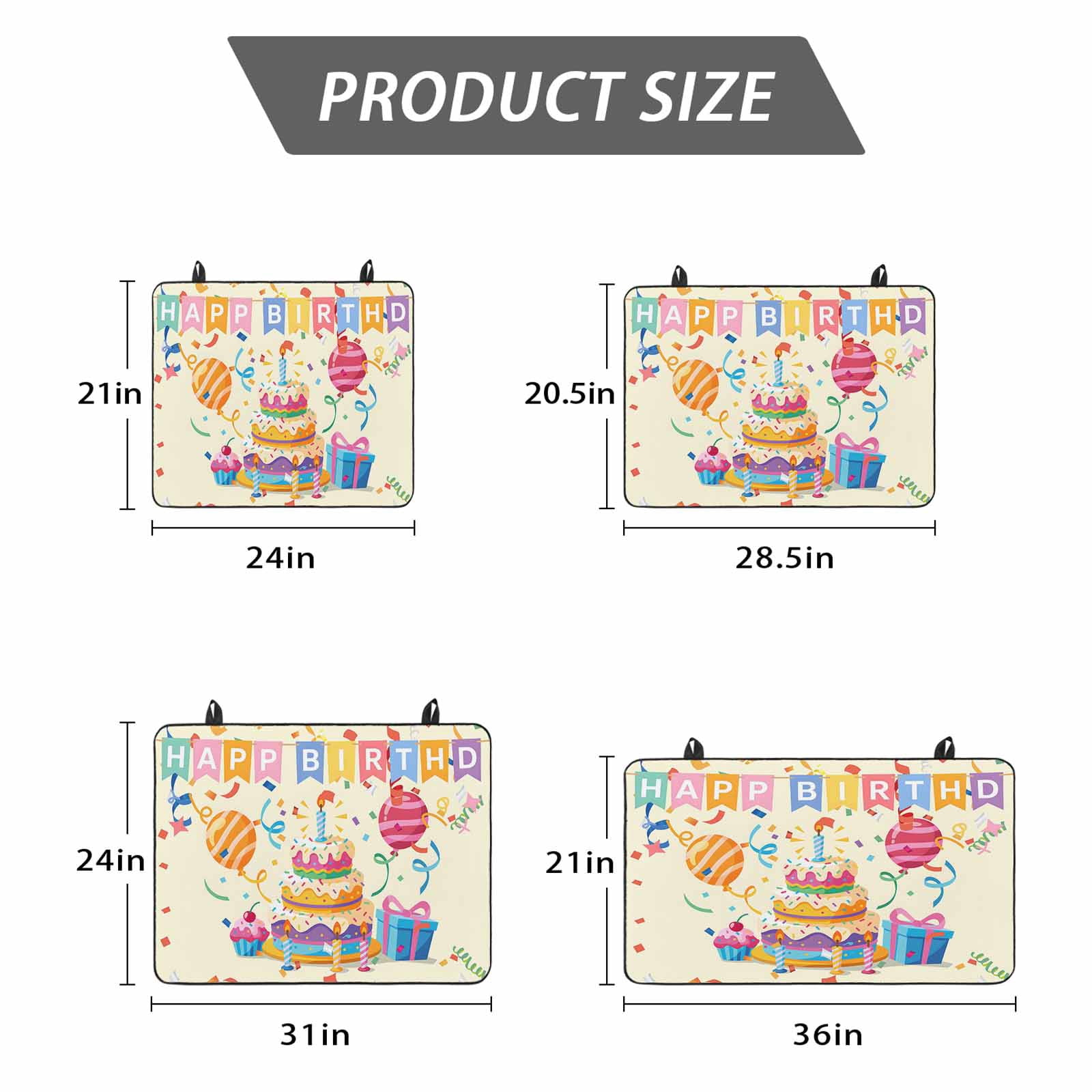 Happy Birthday Cake Stove Top Cover for Electric Stove, Heat-proof & Non Slip Glass Top Stove Cover Protector, Ribbon Balloon Cartoon Cute Kitchen Flat Cooktop Rubber Mat 24x21 Inches