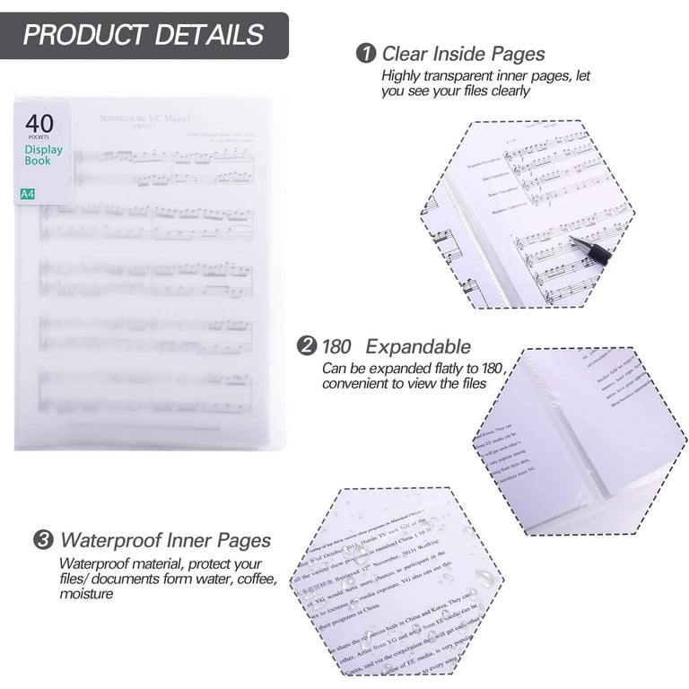 Folder With Plastic Sleeves - (black) Poly Presentation Binder With 20  Sleeves, Presentation Book Displays 40 Letter Size Pages, Portfolio Book  Has Th