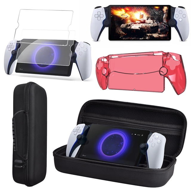 Protector Pantalla Funda Protectora PC Anticaída Con Transporte 4 en 1 para Portal PS5
