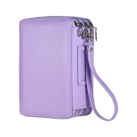 Leather Pencil - 72/124 Slots Color Pencil Case Colored Pencil Holder Pen Bag Pouch Pu Leather Zippered Portable for Artists Students
