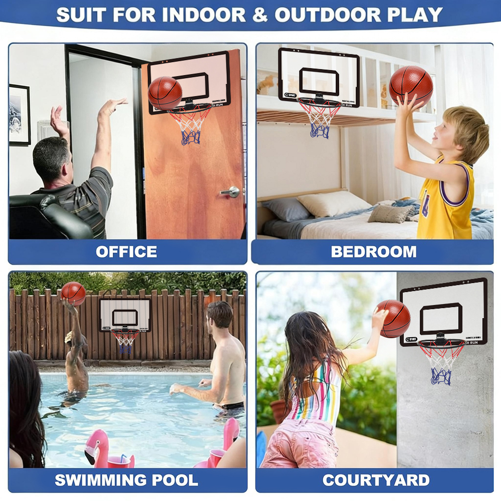 Basketball Hoop Indoor, Mini Over The Door Basketball Hoop with 2 Balls& 1 Pump, Great For Home, Dorms, Offices, and Gifts Toy
