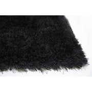 Area Rug Carpet Black Shag Shaggy Fluffy Fuzzy Furry Flokati 8-Feet by 10-Feet 8x10 Solid Thick Stain-Resistant Non-Shed Bedroom Living Room Sale