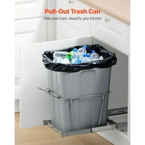 35 Quart Stainless Steel Pull Out Kitchen Trash Can, Undermount Hideaway Garbage Bin with 2 Buckets & Soft Close