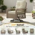 thumbnail image 3 of ELPOSUN 3 Pieces Patio Furniture Set, Outdoor Swivel Gliders Rocker, Wicker Patio Bistro Set with Rattan Rocking Chair, Glass Top Side Table and Thickened Cushions（Off-White）, 3 of 8