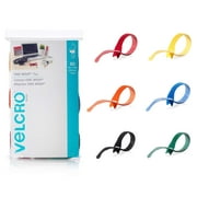 VELCRO Brand ONE-WRAP Multicolor Cable Ties 60Pk  8" x 1/2" Straps, Strong Reusable Wire Management