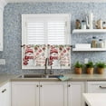 thumbnail image 6 of Merry Christmas Kitchen Curtains and Valances Set, Xmas Ball Poinsettia Red Berry Linen Texture Rod Pocket Window Valance Window Curtain Panels for Living Room Bedroom Laundry, 27.5x36in, 3 Pieces, 6 of 7