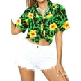 thumbnail image 2 of LA LEELA Hawaiian Shirts Womens Floral Summer Button Down Beach Party Blouse Shirt T-Shirt Blouses Short Sleeve Vacation Tee Shirts for Women XL Allover Flower, Black, 2 of 5