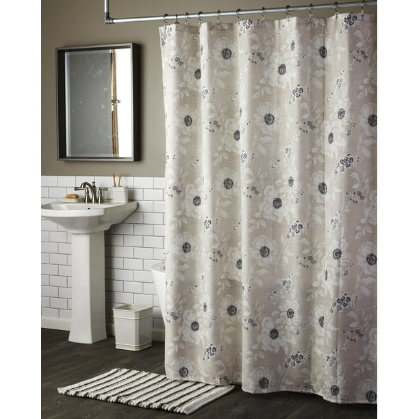 Linen Flowers Fabric Shower Curtain, Is Linen A Good Fabric For Shower Curtain