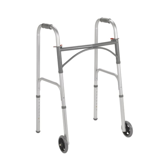 Folding Junior Walker Two Button with 5'' Wheels 1 Count