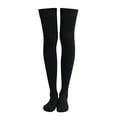thumbnail image 3 of Prolriy Thigh High Stockings 1 Pair Extra Long Solid Color Thigh High Socks Over The Knee High Boot Stockings Nylon Leg Thigh High Socks for Women Black, 3 of 3