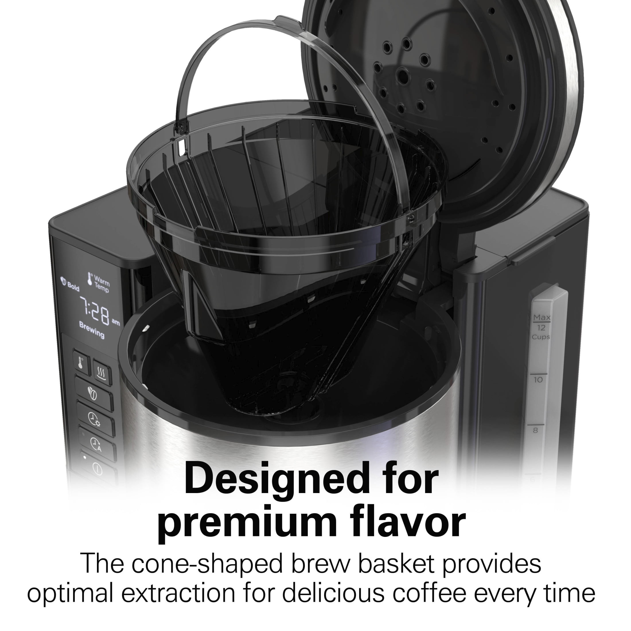 Hamilton Beach Coffee Maker with Premium Flavor, 12 Cup Capacity, Black and Stainless  Steel, 46221 - Walmart.com