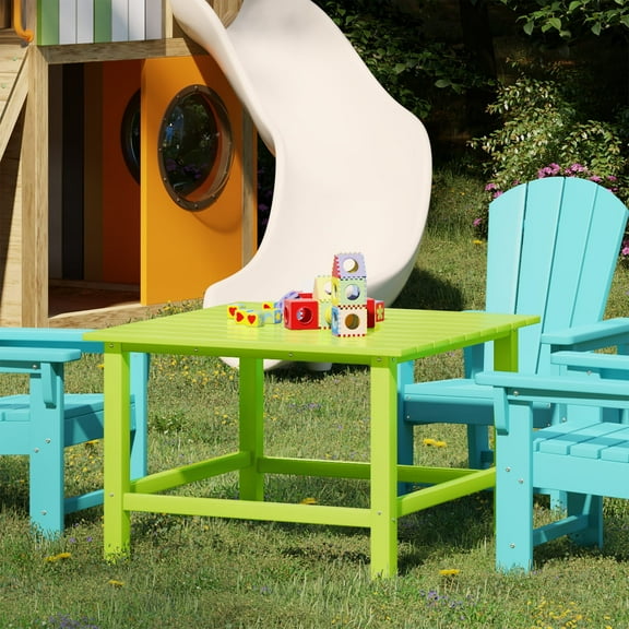 WestinTrends Malibu Kids Outdoor Patio Furniture HDPE 30" Wide Square Dining Table, Lime