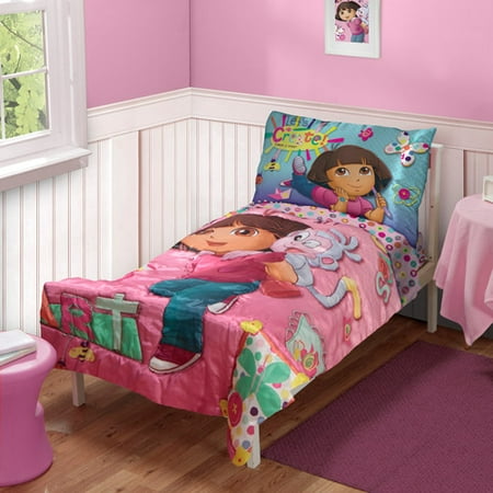 Nickelodeon Dora the Explorer "Let's Create" 4-Piece Toddler Bedding Set