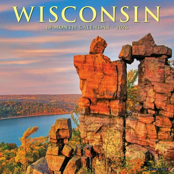 Willow Creek Press, Wisconsin Travel and Events 2026 Wall Calendar, 12'' X 12'', 18-Month Calendar with Stapled Binding