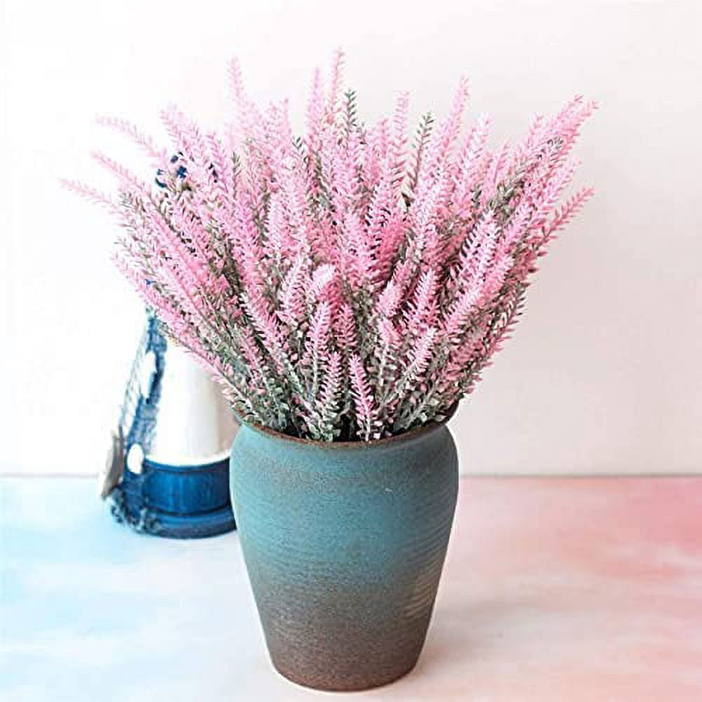 GRNSHTS Artificial Lavender Flowers 8pcs Fake Plants with Faux Plastic Wedding Bouquet for Home Party Wedding Balcony Garden Patio Outdoor Decoration (Pink,16pcs)