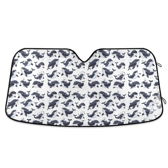 Cartoon Whale Car Windshield Sun Shade Foldable Car Front Window Visor Heat and UV Protection 53x23.5