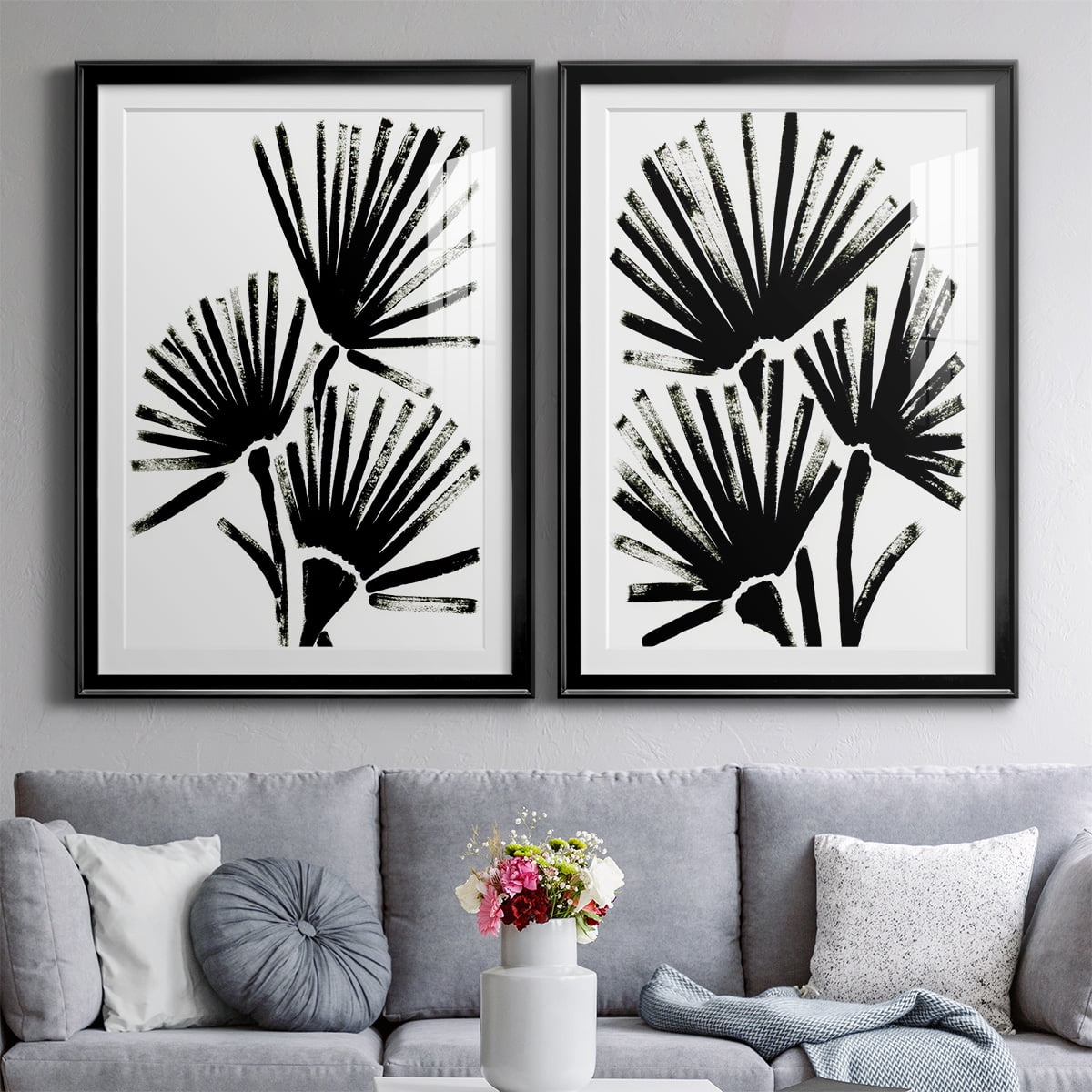 Wexford Home Fan Brush I Premium Framed Print, 26.5" x 36.5" - Ready to Hang, Black (Set of 2)