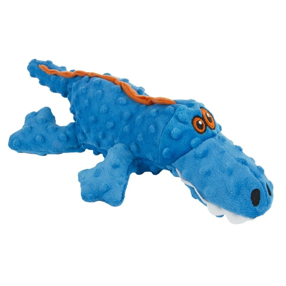goDog Gators Squeaky Plush Dog Toy, Chew Guard Technology, Blue, Large