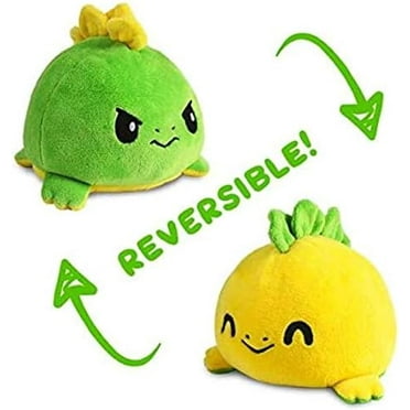 TeeTurtle - The Original Reversible Dinosaur Plushie - Green   Yellow Stegosaurus - Cute Sensory Fidget Stuffed Animals That Show Your Mood