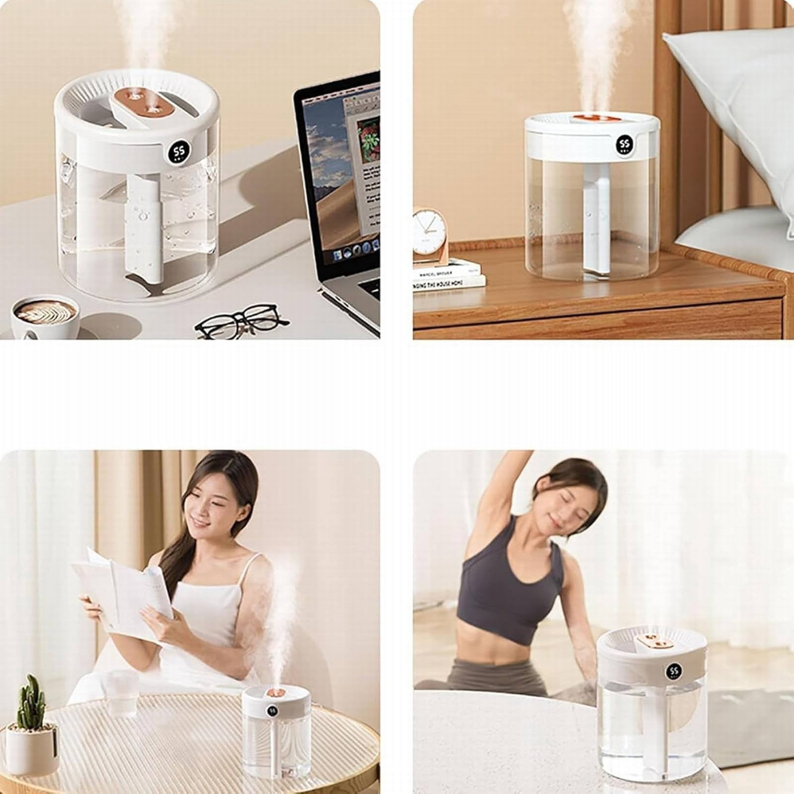 ZMKIAG 2L Quiet Cool Mist Humidifiers for Home Nursery Indoor Plants, Double Nozzle Quiet Air Humidificador for Large Room Bedroom Indoor Plant Lasts up to 24 Hours