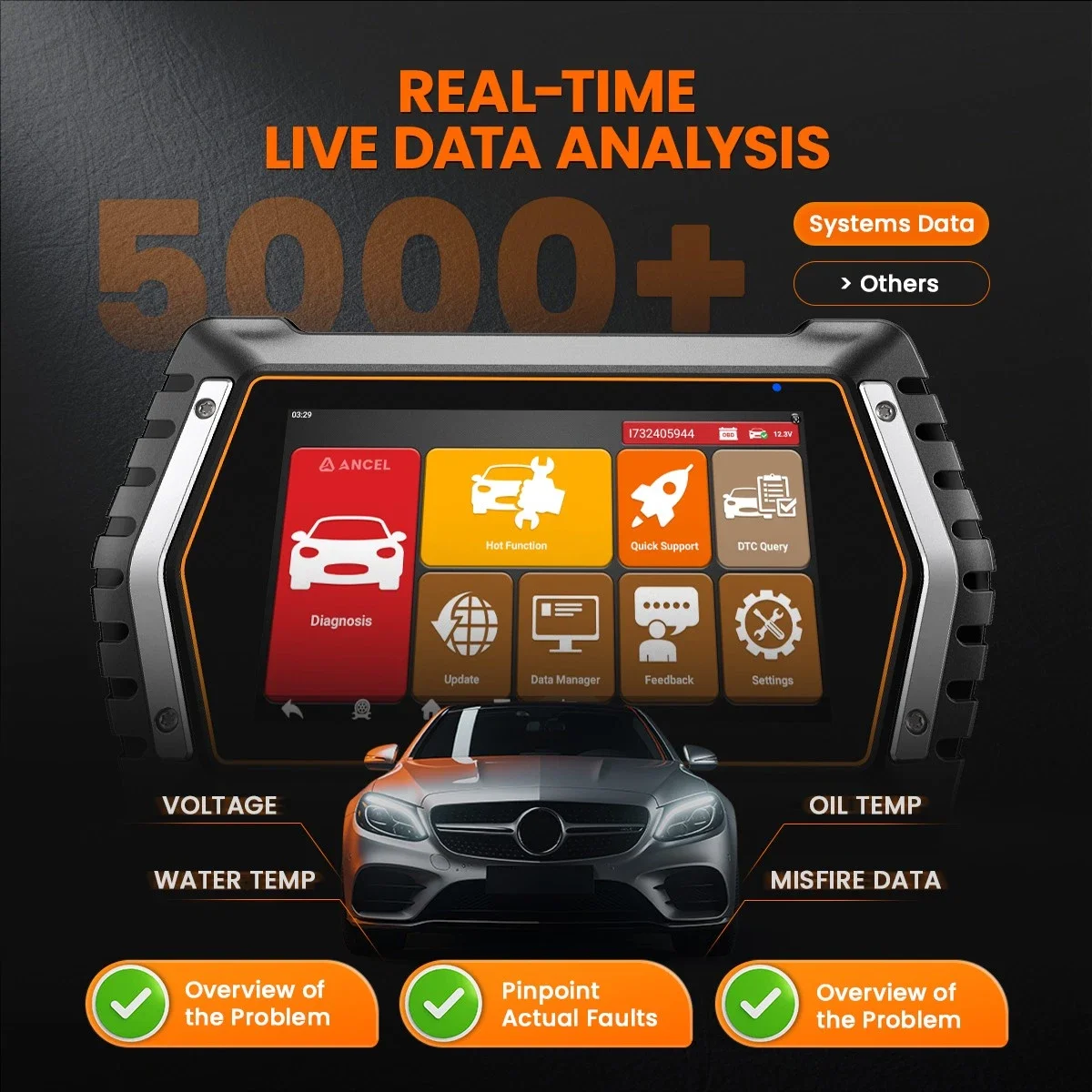 ANCEL V3 PRO Bi-directional OBD2 Scanner Car Diagnostic Tool with 10 Resets, ABS EPB TPMS Oil Reset, Active Test, CAN Protocol Support, All System Scan Tool Car Code Reader, Lifetime Free Update