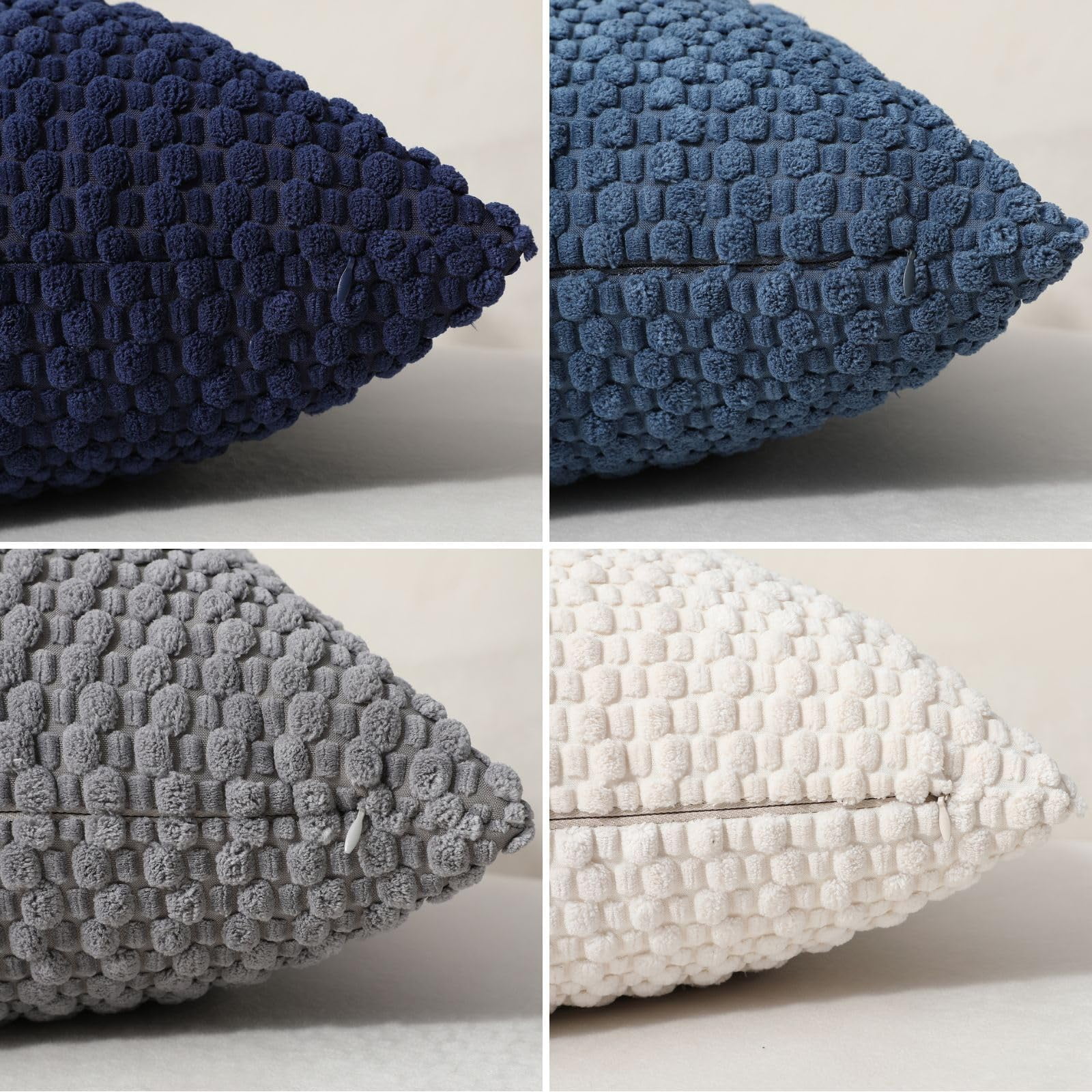 4-Piece Sofa Pillow Cover Set 20x20/18x18 inches, Soft Neutral Color Decorative Cushion Covers, Bohemian Corduroy Square Modern Pillowcases, Suitable for Sofa Living Room Bedding