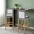 thumbnail image 2 of Gray Geometric Bar Stool Cover Set of 6, Black Greek Key Design Burlap Modern Art Stretch Bar Chair Cover, Removable Washable Pub Counter Stool Chair Slipcover for Kitchen Dining Room Pub Cafe, 2 of 9