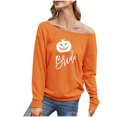 thumbnail image 1 of Pompotops T-Shirt à Manches Longues Col en Biais Imprimé Mode Décontractée pour Femmes, 1 of 4