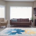 thumbnail image 2 of Contemporary Floral Pattern Area Rug Carpet in Teal Yellow, 7x10 (6'5" x 9'5", 200cm x 290cm), 2 of 5