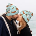thumbnail image 5 of Picia Rabbit Is Eating Carrots Pattern Knitted Beanie Hat for Men and Women , Unisex Winter Warm Stretchy Knit Cap Thick Fisherman Beanies Cuffed Plain Skull Caps, 5 of 6