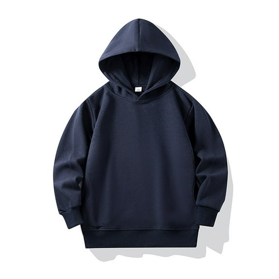 LEEy-world Hoodies for Girls Long Sleeve Solid Color Boys Pullover Hoodies Sweatshirts Top Children Unisex Soft Coat (Navy, 18-24 months)