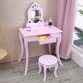 thumbnail image 2 of SESSLIFE Kids Princess Vanity Table and Chair Set, Kids Vanity Set with Mirror and a Drawer, Makeup Dressing Table for Girls Age 4-9, 2 of 10