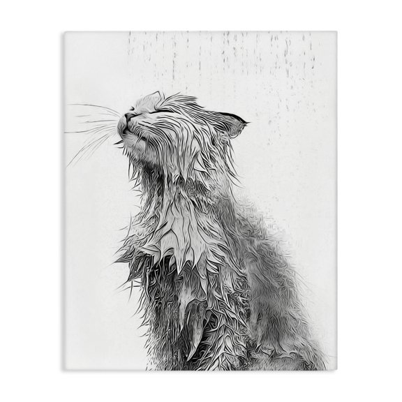 Stupell Industries Modern Cat Bathroom Splash Canvas Art, 24 x 30, by Annalisa Latella