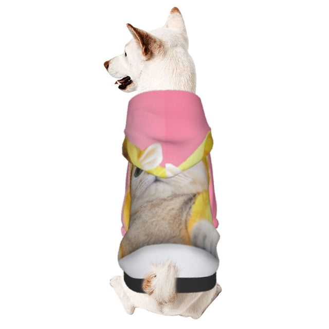 Fotbe A Funny Cat Sudadera con Estampado para Perros Pequeños – Suéter con Capucha para Mascotas, Tela Suave de Forro Polar con Bolsillo-XX-Large