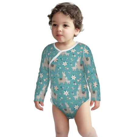 

Fotbe Teal Mama Llama Pattern Unisex-baby Long-sleeve Bodysuit Long Sleeve Bodysuits One-piece 100% Organic Cotton for Infant Baby Boys Unisex-2 Years