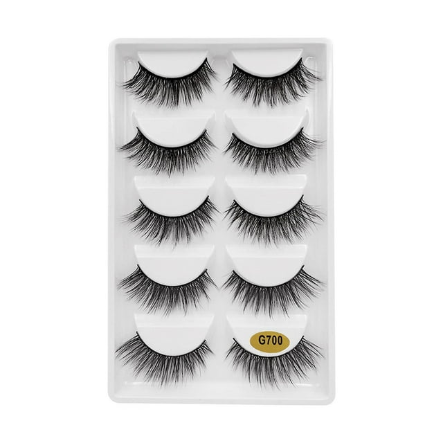 Pestañas postizas HUOGUO Natural, paquete múltiple, 5 pares, funda completa