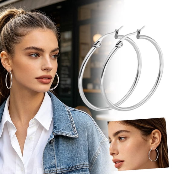 Large Hoop Earring for Women Stainless Steel Earrings Hypoallergenic Birthday Valentine Day Mother's Day Gift Jewelry Gifts