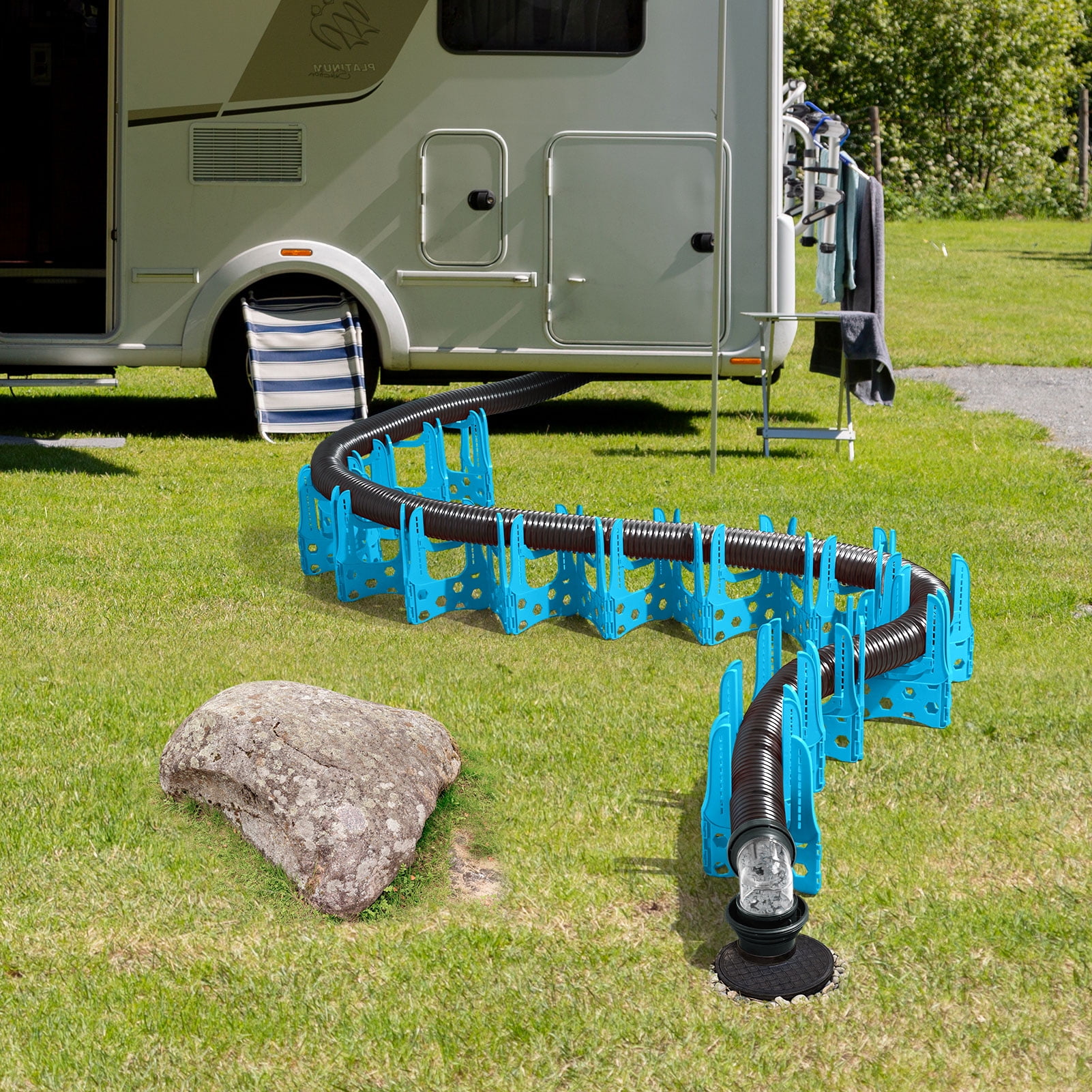 Kohree RV Sewer Hose Support,Heavy-Duty with Height Adjustable for Campers,Blue - 20-Foot