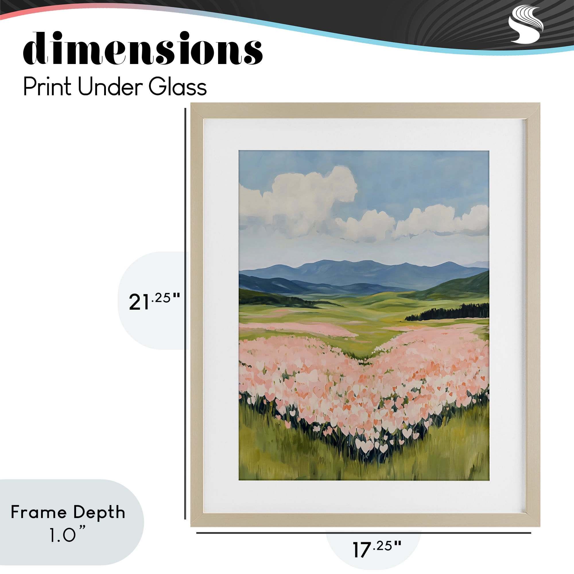 Stupell Industries Heart Shaped Flower Field Birch Framed Print Under Glass, design by The Prints Vibe