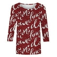 thumbnail image 5 of successthop Valentine Blouse Women Letter Trendy Plus Size Crewneck Streetwear Tops 3/4 Sleeve Festival Shirts Red XL, 5 of 5