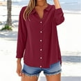 thumbnail image 2 of Yubnlvae Wine Loose Shirt Top Stand Solid Color Long Sleeve Lapel Collar Casual Women's Shirt Women's Shirt, Xxl, 2 of 4