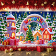 thumbnail image 5 of Colorful Village Welcome Whoville Banner Christmas Tree Holiday Backdrop Gift Boxes Snowy Scene Festive Background for Christmas Party Holiday Decoration Photo Shoot, 5 of 9