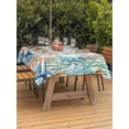 thumbnail image 3 of Outdoor Tablecloth with Umbrella Hole for Patio/Picnic/Party/Camping, Coastal Waterproof Table Cloth Rectangle Table Cover Washable, Nautical Summer Beach Coral Starfish Shell (60"x 84"), 3 of 8