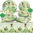 thumbnail image 2 of Tiana birthday party decoration supplies,Tiana party supplies include Tiana Background, tablecloths, plates, napkins, cups, Tiana party decorations for girls and kids, 2 of 5